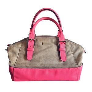 Kate Spade Coral Pink Canvas Purse Satchel Storybook Lining